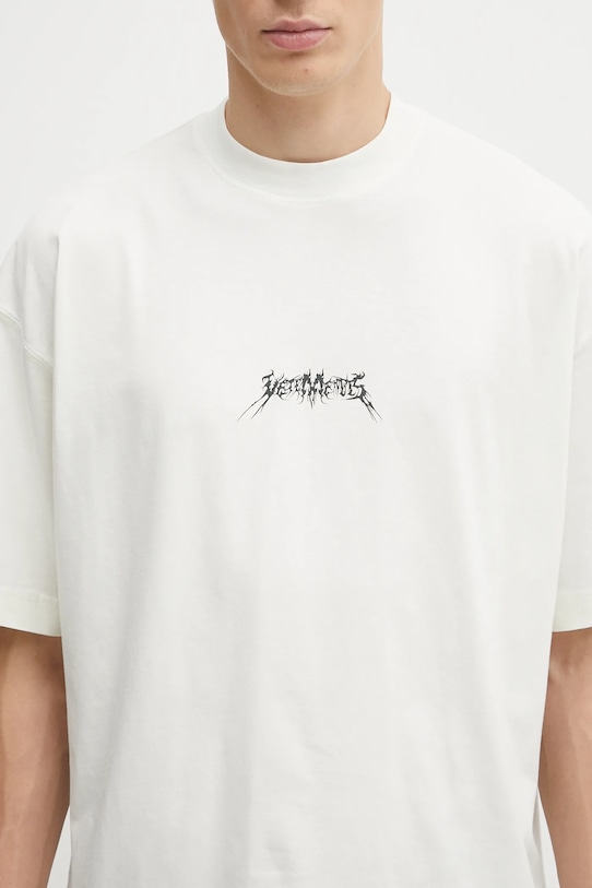 VETEMENTS t-shirt bawełniany Metal Logo Regular beżowy UH76TR600I