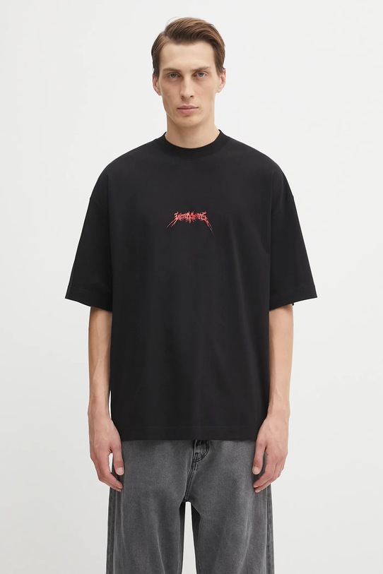 VETEMENTS t-shirt bawełniany Metal Logo Regular nadruk czarny UH76TR600B