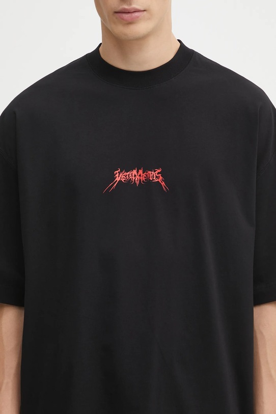 Βαμβακερό μπλουζάκι VETEMENTS Metal Logo Regular μαύρο UH76TR600B