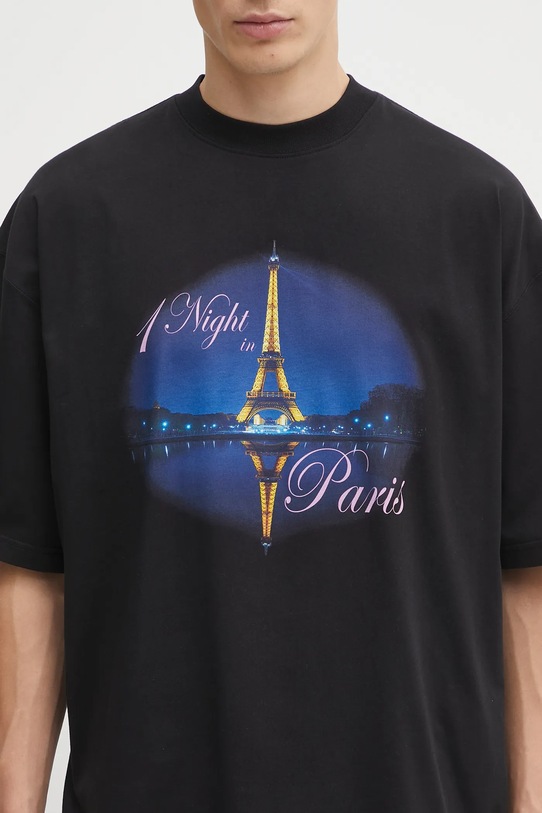 Хлопковая футболка VETEMENTS Night In Paris Oversized чёрный UH76TR410B