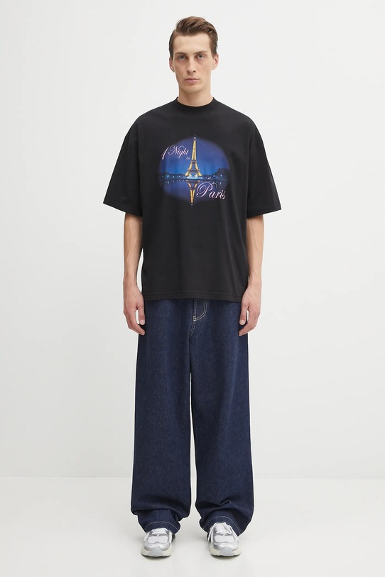 Хлопковая футболка VETEMENTS Night In Paris Oversized UH76TR410B чёрный