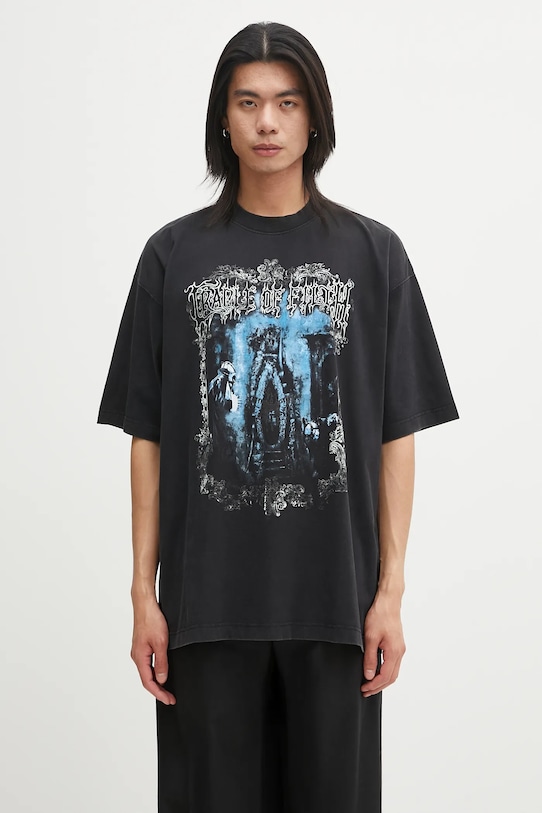 Βαμβακερό μπλουζάκι VETEMENTS Cof Butterfly Oversized χαλαρό μαύρο UCF76TR800B