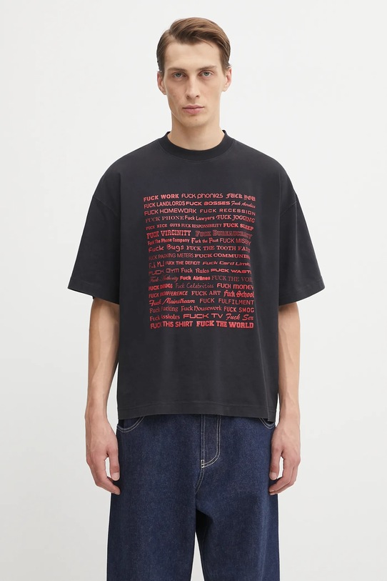 VETEMENTS t-shirt bawełniany Fuck Regular nadruk czarny UH76TR660B
