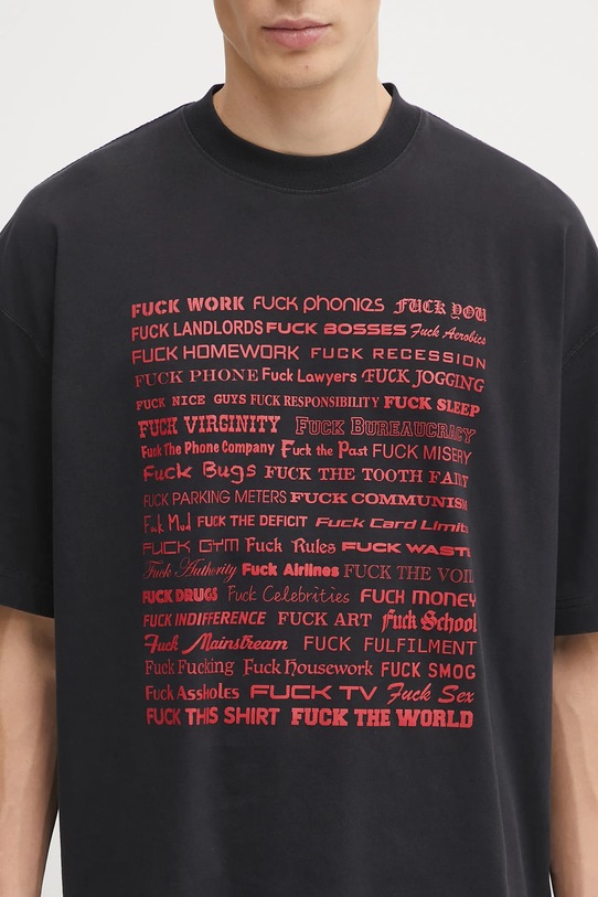 VETEMENTS t-shirt bawełniany Fuck Regular czarny UH76TR660B