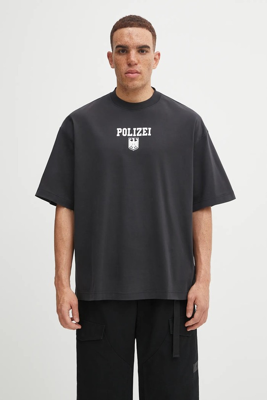 VETEMENTS t-shirt in cotone Polizei Regular regolare nero UH76TR300B