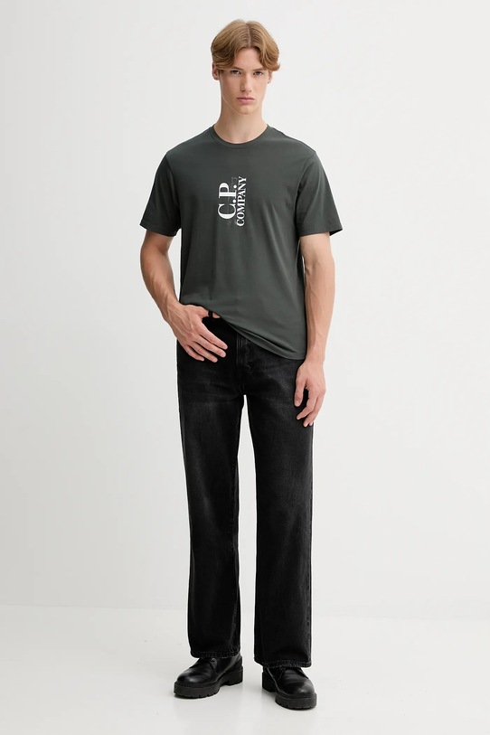 C.P. Company t-shirt bawełniany 19CMTS091A005100W szary AW25
