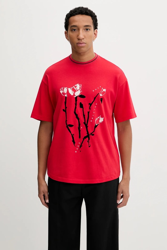 Napapijri t-shirt bawełniany Napapijri x Martine Rose wzorzyste czerwony NP0A4I56RB11