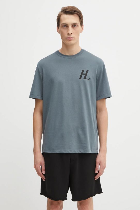 Helmut Lang t-shirt bawełniany nadruk niebieski P04HM507