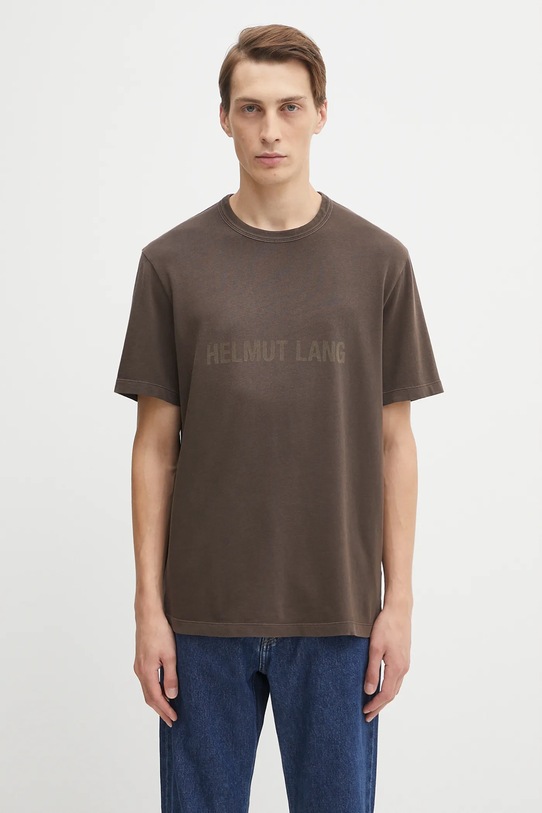 Helmut Lang t-shirt bawełniany nadruk brązowy P05HM501
