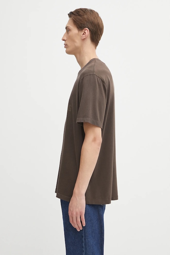 Helmut Lang tricou din bumbac P05HM501 maro AW25