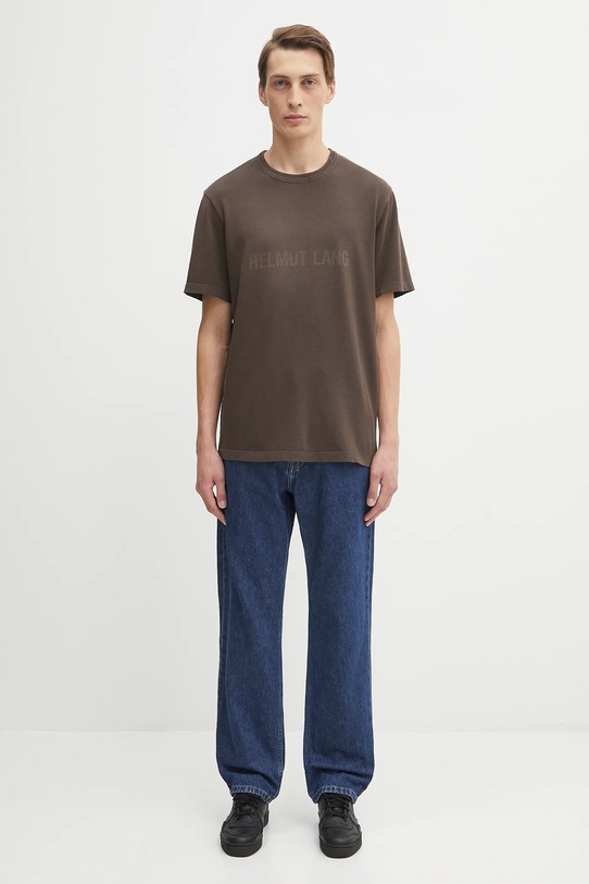 Helmut Lang t-shirt bawełniany P05HM501 brązowy