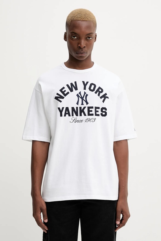 New Era t-shirt bawełniany aplikacja biały 60684327