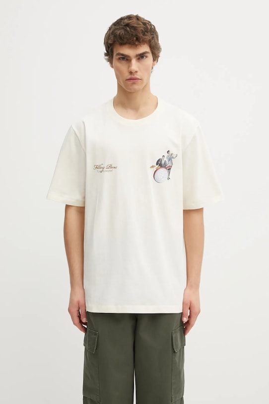 Odzież Filling Pieces t-shirt bawełniany Band 422520500238 beżowy