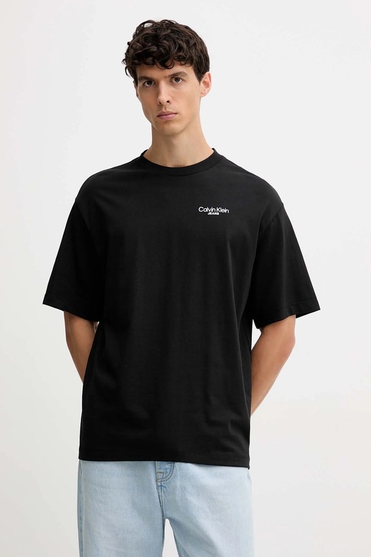 Ρούχα Βαμβακερό μπλουζάκι Calvin Klein Jeans LV04RD825G μαύρο