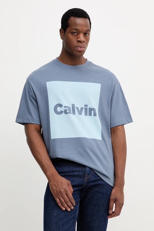 Bavlnené tričko Calvin Klein Jeans potlač fialová LV04RD813G