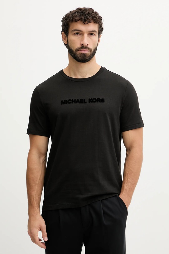 Michael Kors t-shirt bawełniany regular czarny CF552PK1V2