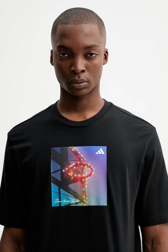 adidas t-shirt bawełniany HLDY Court czarny JN2501