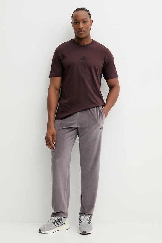 adidas t-shirt bawełniany 3S JX0736 brązowy AW25