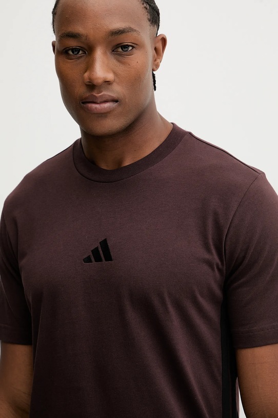 adidas t-shirt bawełniany 3S brązowy JX0736