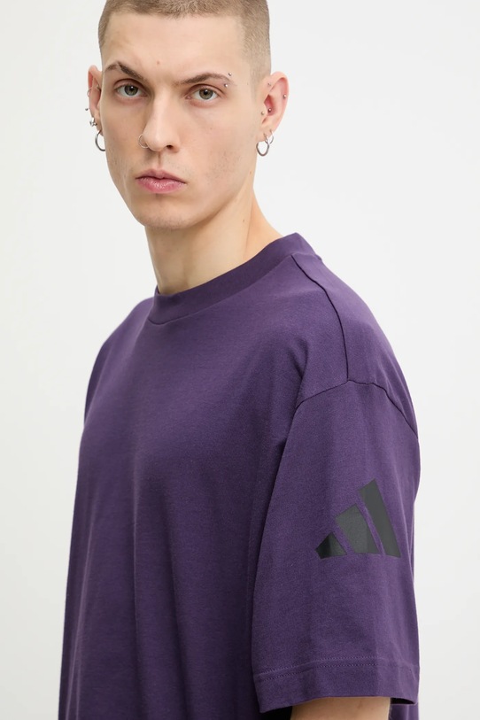 adidas t-shirt bawełniany Essentials fioletowy JX5670