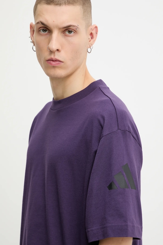 adidas t-shirt bawełniany Essentials fioletowy JX5670