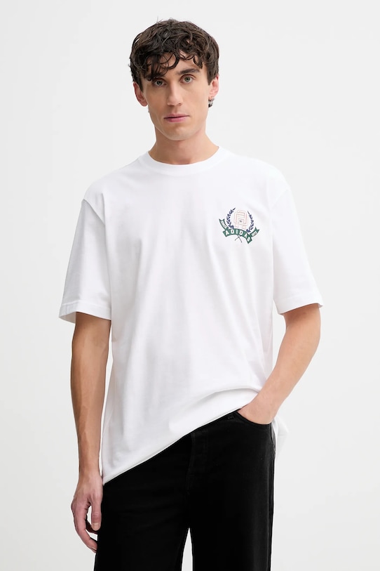 adidas Originals t-shirt bawełniany Varsity nadruk biały JX8155