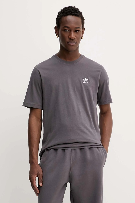 adidas Originals t-shirt bawełniany Trefoil aplikacja brązowy JV5936