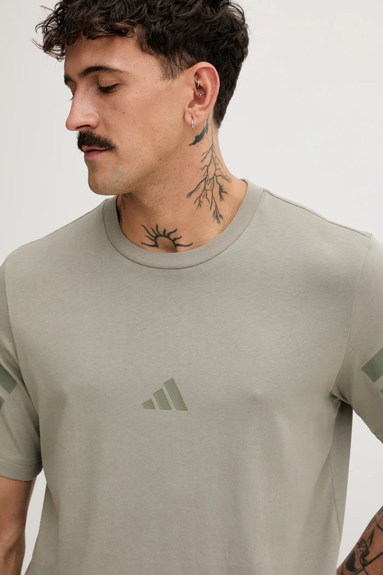 Bavlněné tričko adidas Fi 3S zelená JW7073