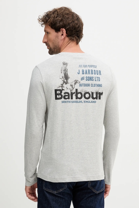 Barbour longsleeve bawełniany nadruk szary MTS1471
