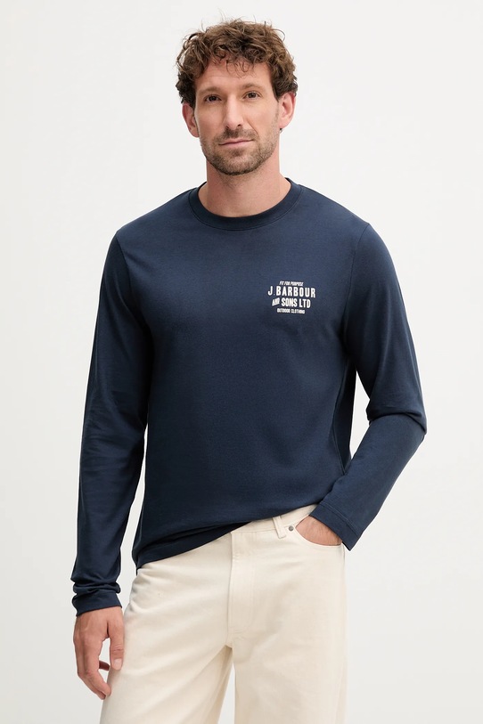 Barbour longsleeve bawełniany nadruk granatowy MTS1471