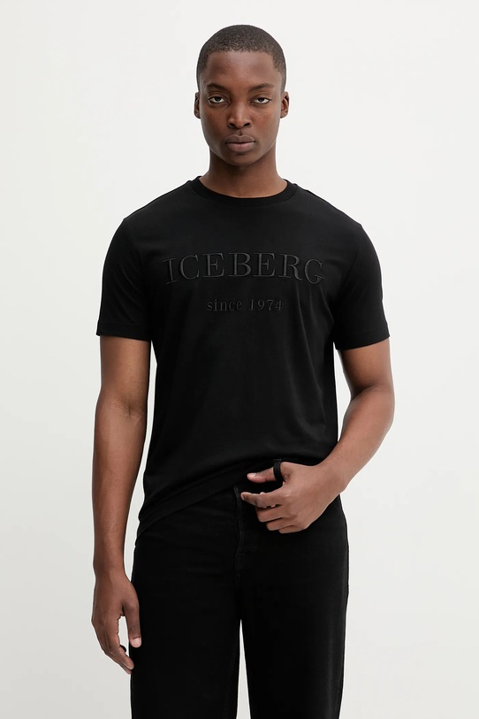 Iceberg t-shirt bawełniany regular czarny F014.6327.