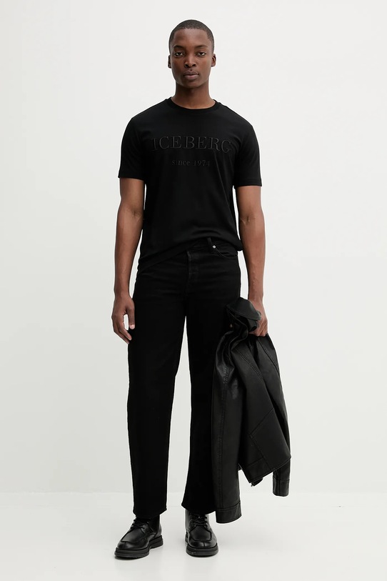 Iceberg t-shirt bawełniany F014.6327. czarny AW25
