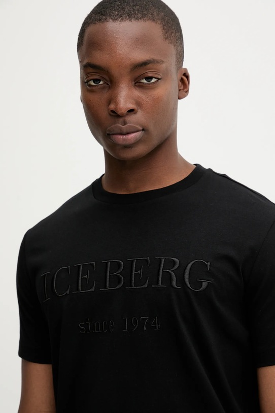 Iceberg t-shirt bawełniany czarny F014.6327.