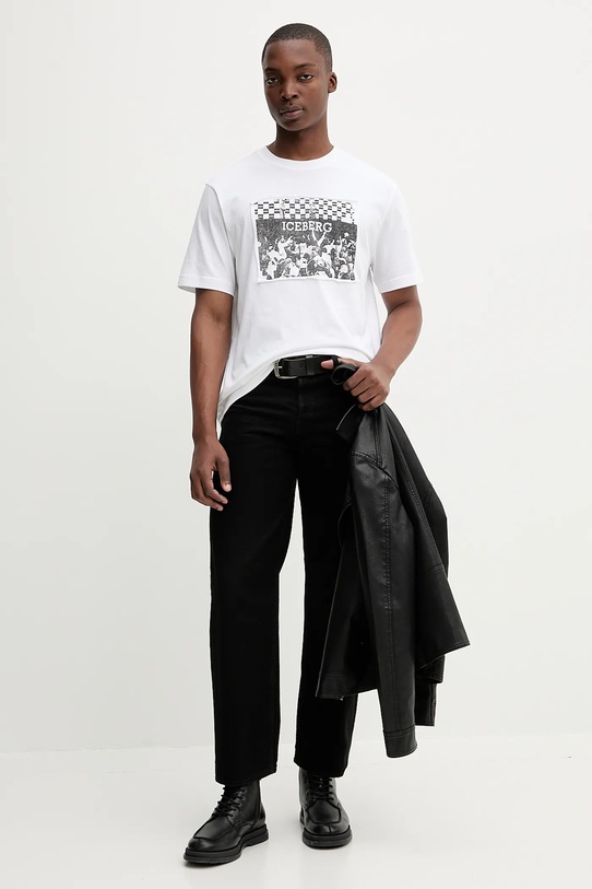 Iceberg t-shirt bawełniany F02B.6325. biały AW25