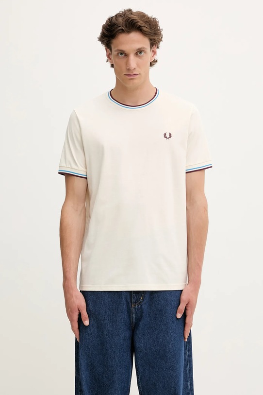 Бавовняна футболка Fred Perry гладкий бежевий M1588V