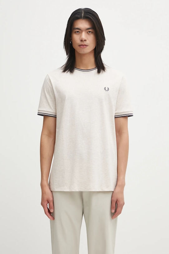 Fred Perry t-shirt bawełniany gładkie beżowy M1588V