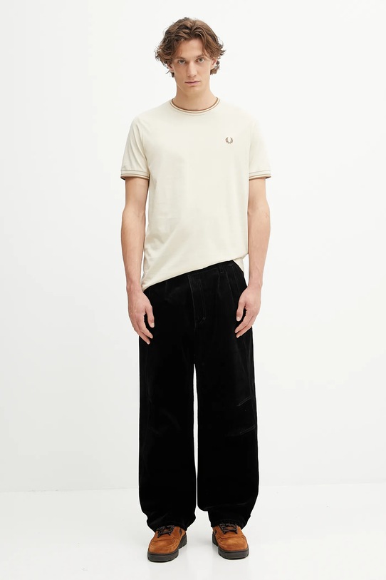 Бавовняна футболка Fred Perry M1588V бежевий