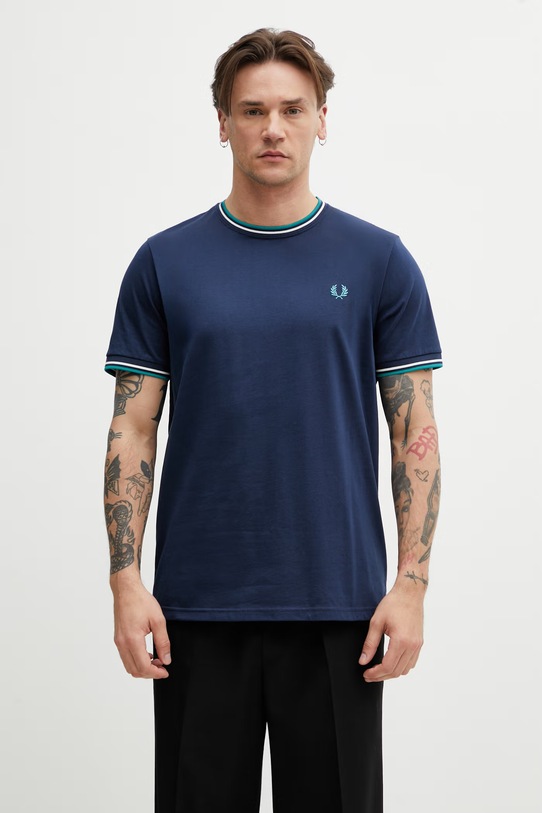 Fred Perry t-shirt męski bawełniany gładkie granatowy M1588V