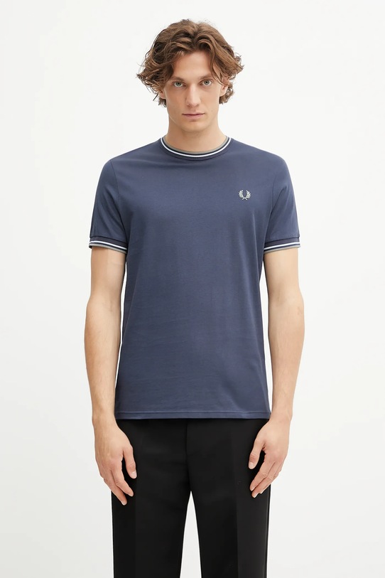 Βαμβακερό μπλουζάκι Fred Perry κανονικό σκούρο μπλε M1588V