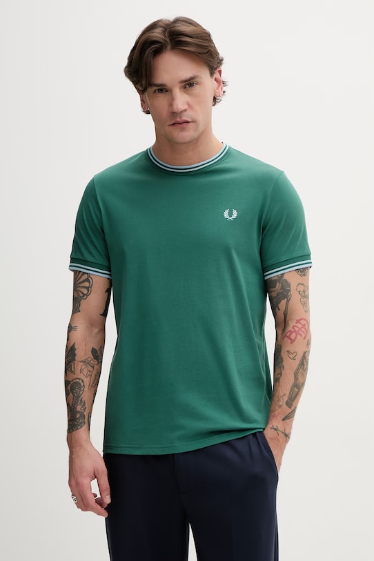 Fred Perry t-shirt bawełniany bawełna zielony M1588V