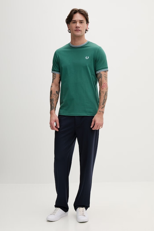 Fred Perry t-shirt bawełniany M1588V zielony SS26