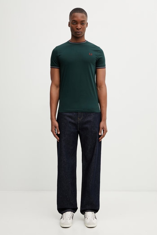 Бавовняна футболка Fred Perry M1588V зелений