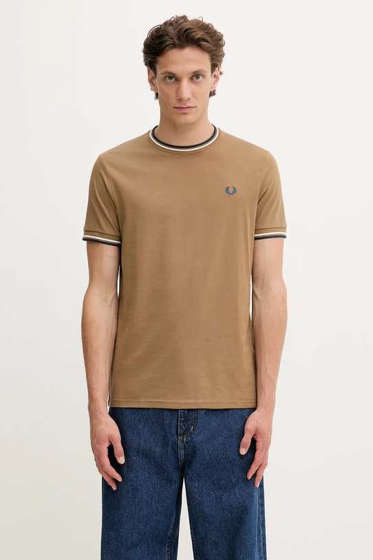 Fred Perry t-shirt bawełniany gładkie zielony M1588V