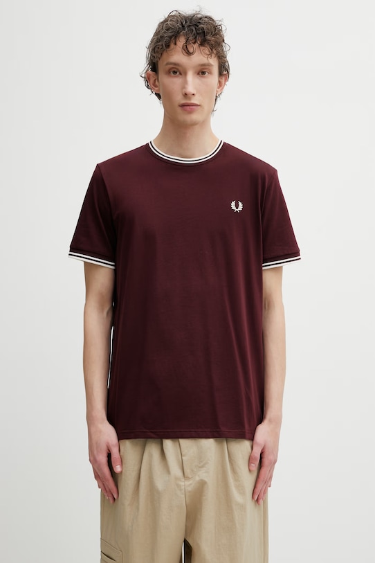 Fred Perry tricou bărbătesc din bumbac uni burgundia M1588V