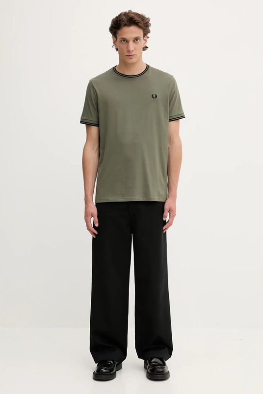 Bavlněné tričko Fred Perry M1588V zelená