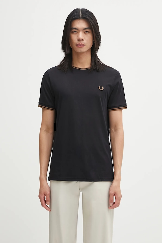Fred Perry t-shirt bawełniany gładkie czarny M1588V