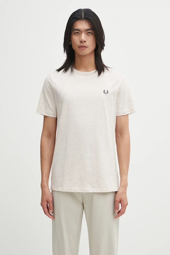Fred Perry t-shirt bawełniany gładkie beżowy M1600V