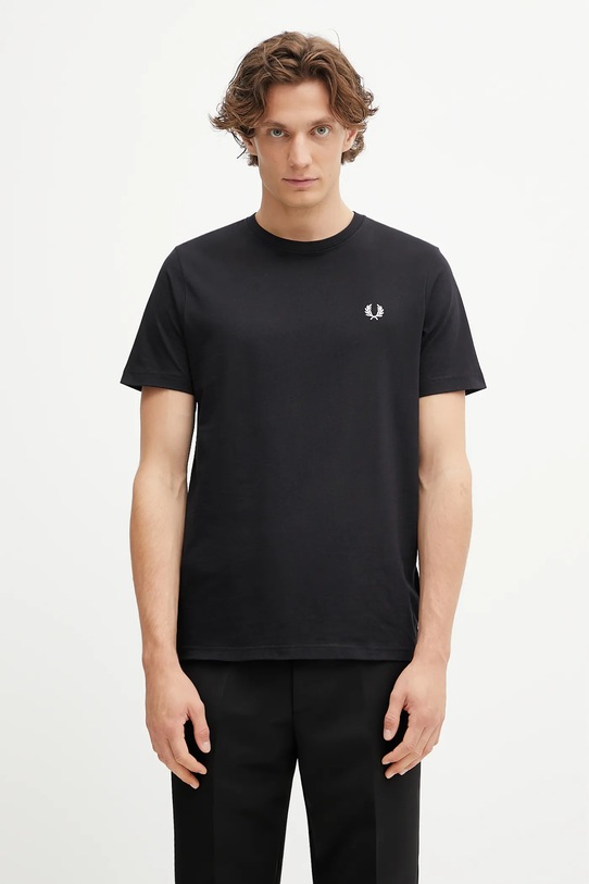 Fred Perry t-shirt bawełniany gładkie czarny M1600V