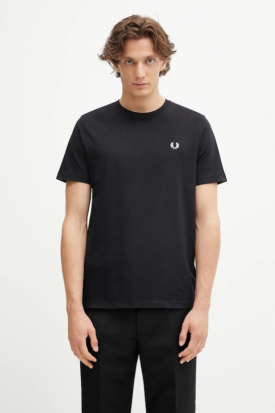 Fred Perry t-shirt bawełniany gładkie czarny M1600V