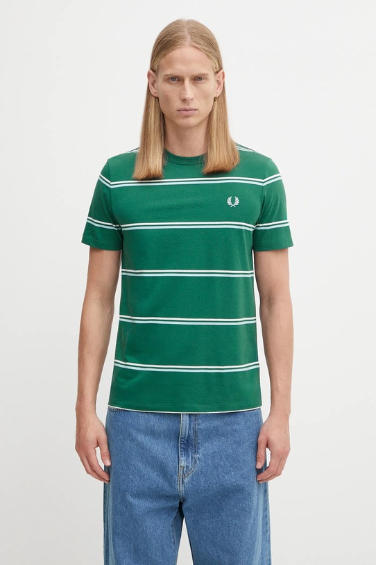 Βαμβακερό μπλουζάκι Fred Perry κανονικό πράσινο M1734